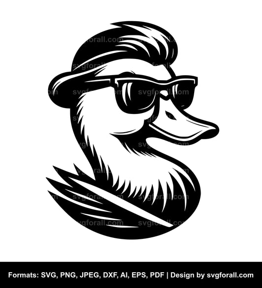 Duck With Sunglasses Black SVG