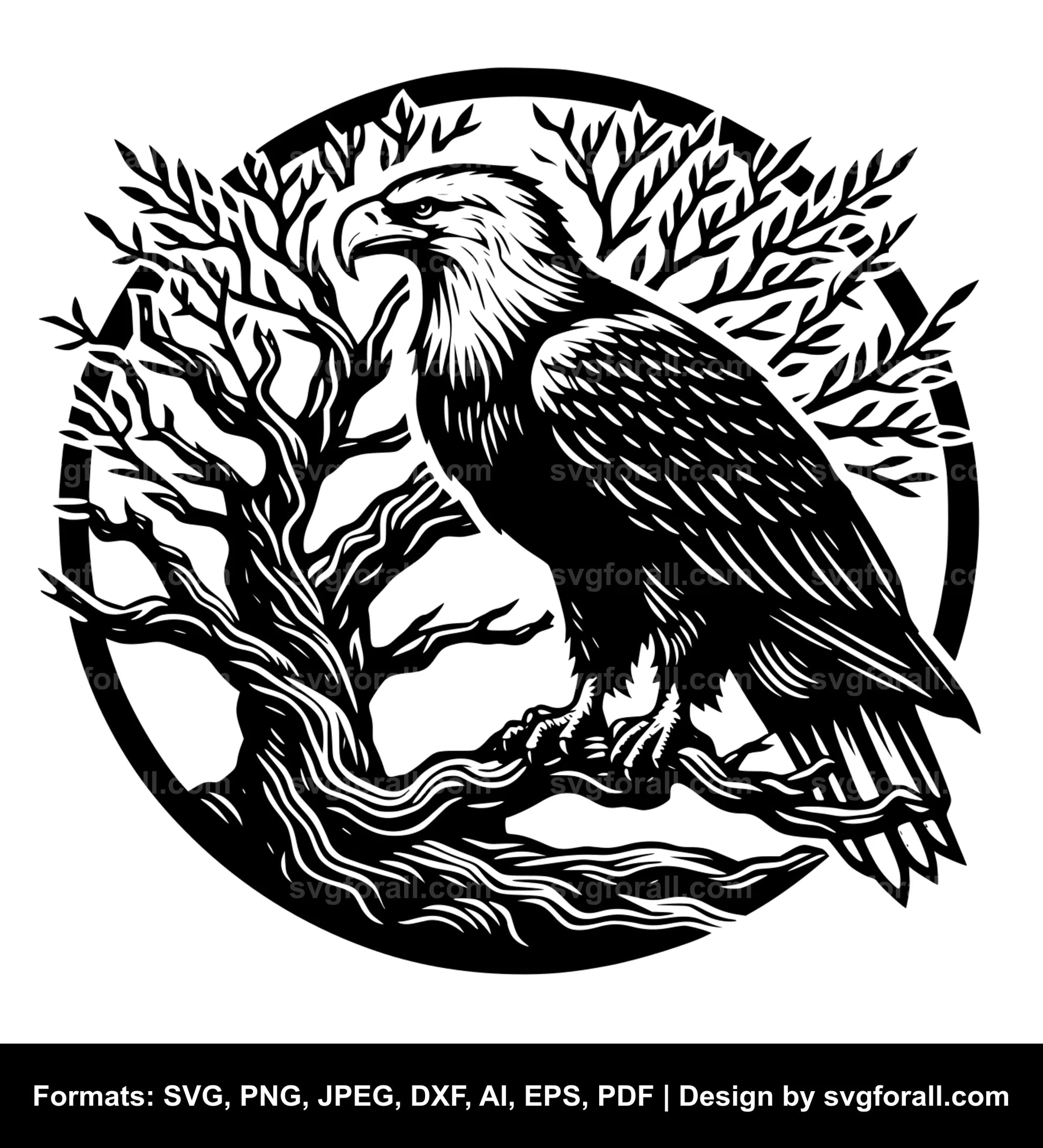 Eagle In Tree SVG PNG