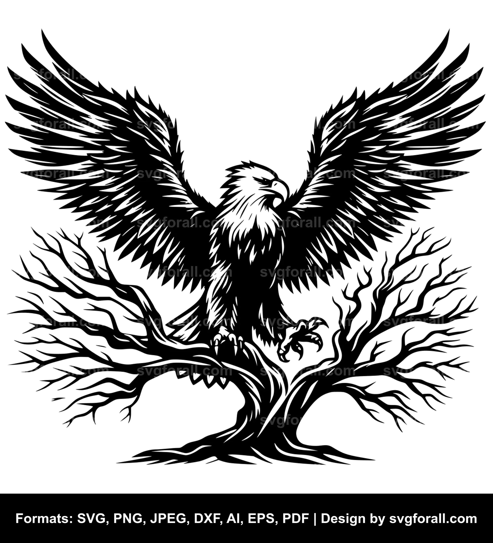 Eagle In Tree SVG Vector