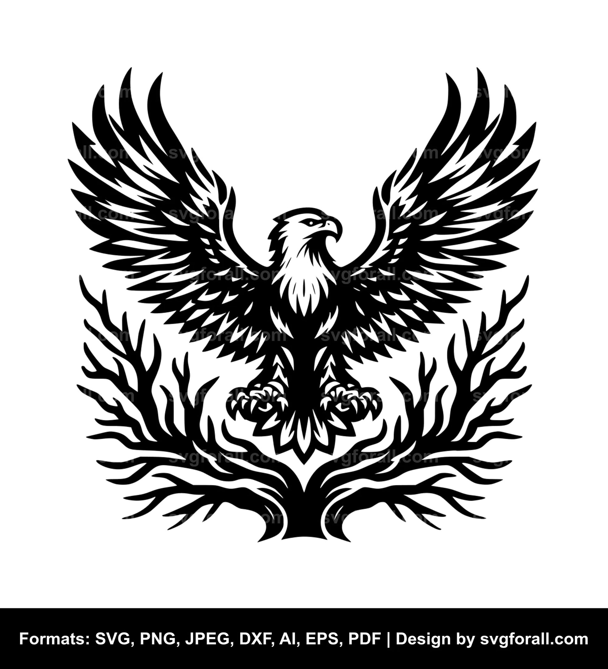 Eagle In Tree Vector SVG