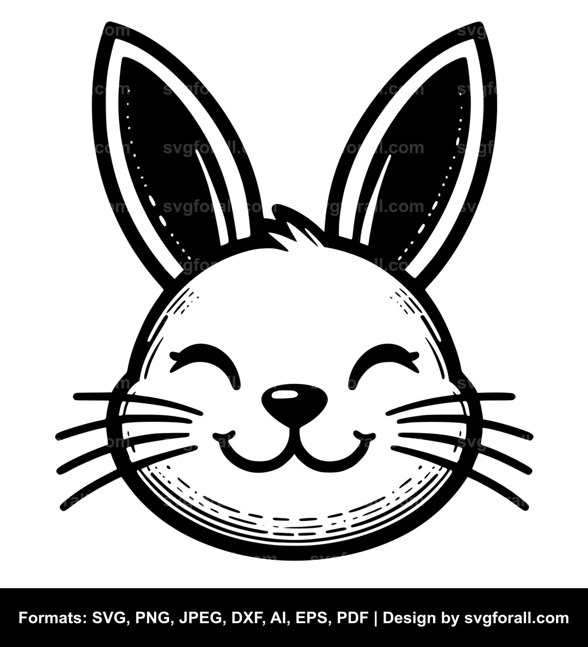 Easter Bunny Face Black SVG