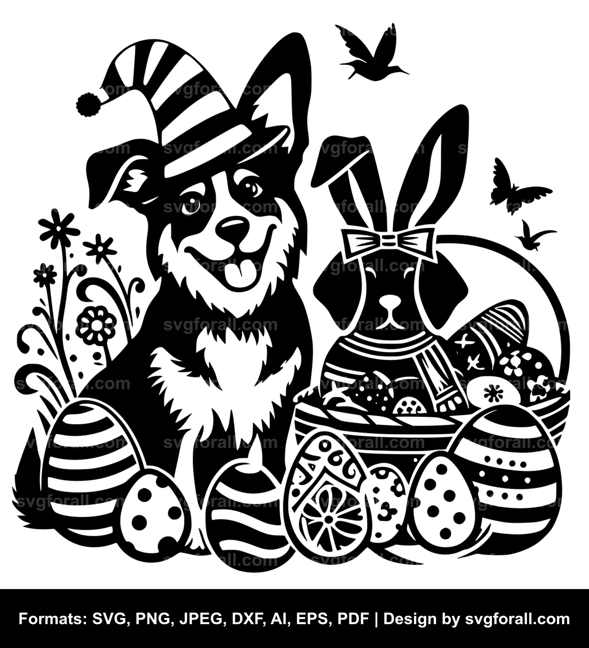 Easter Dog Black SVG