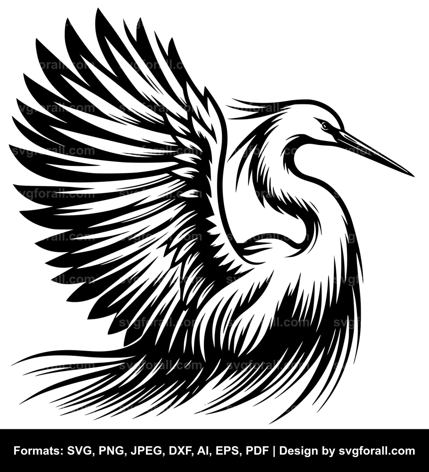 Egret Bird SVG File