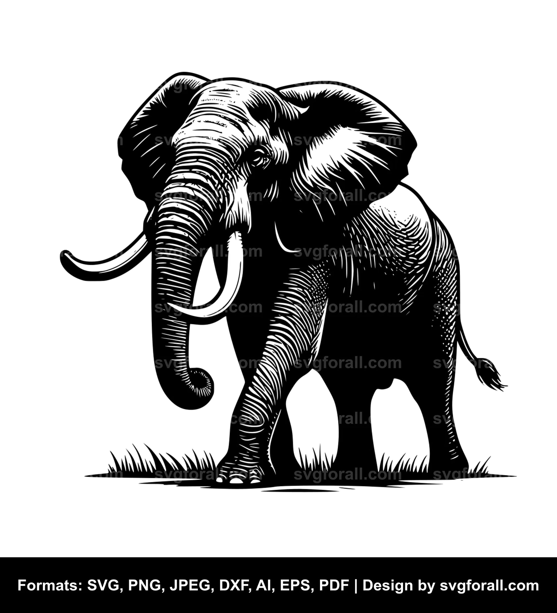 Elephant Black SVG PNG