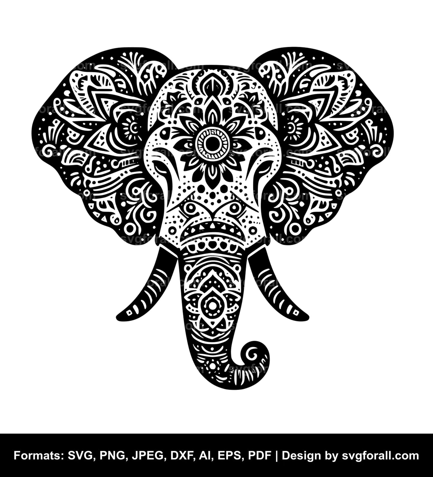 Elephant Face Black SVG