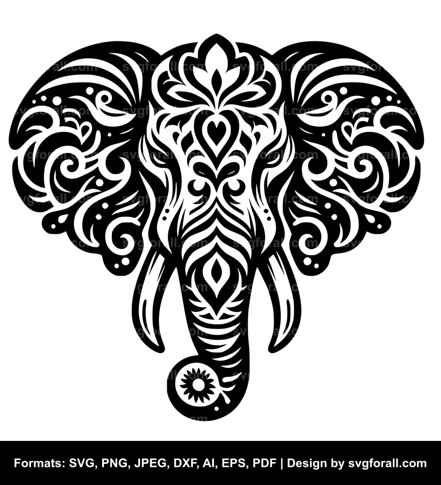 Elephant Face SVG Design