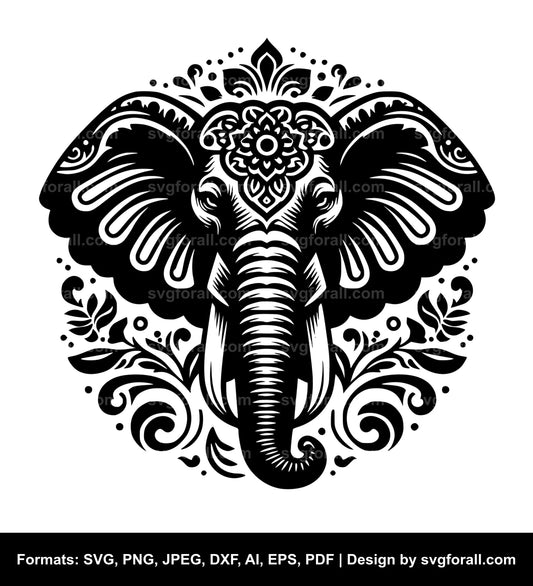 Elephant Face SVG File