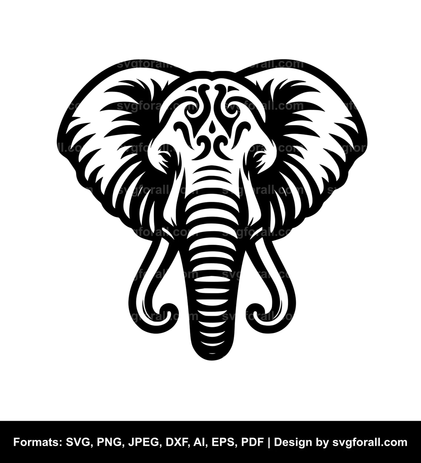 Elephant Face SVG PNG