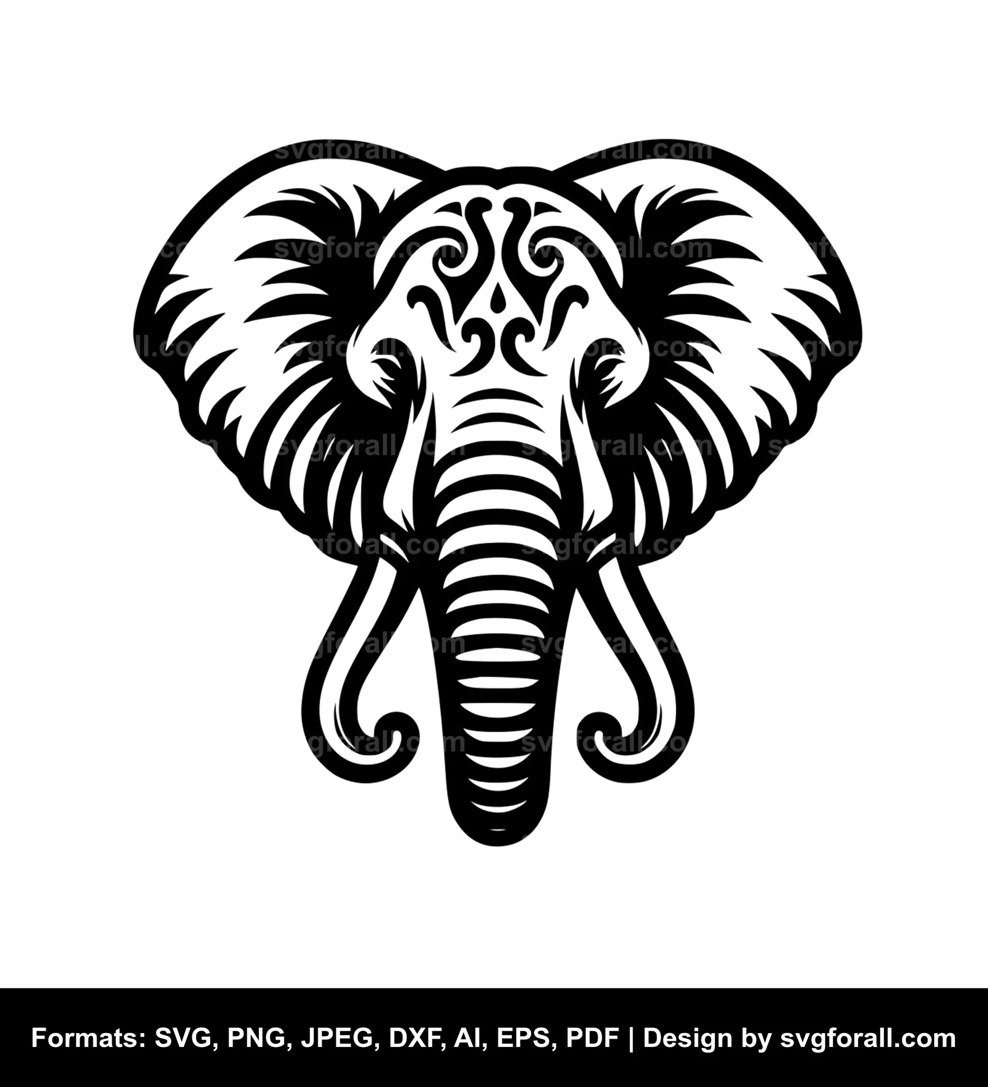 Elephant Face SVG PNG