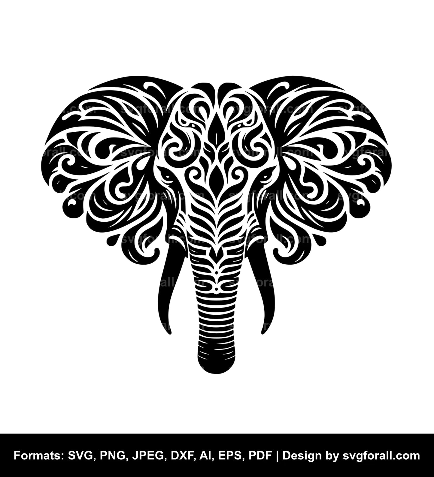 Elephant Face SVG Vector