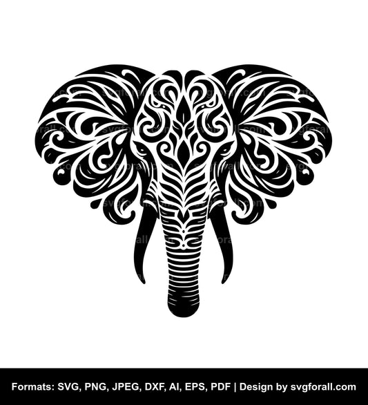 Elephant Face SVG Vector