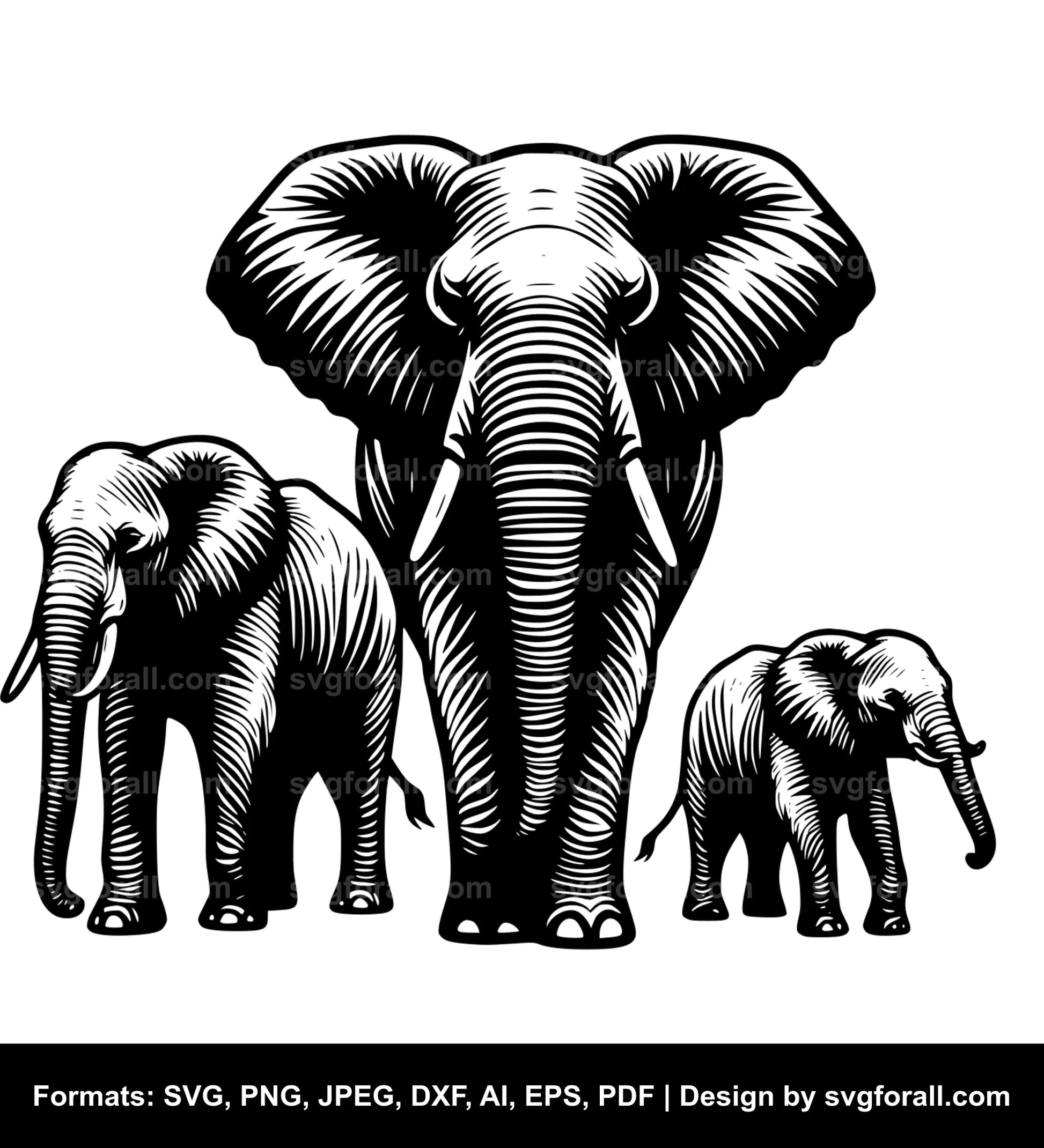 Elephant Family Clipart SVG