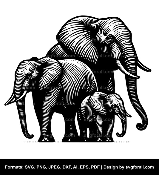 Elephant Family SVG Design