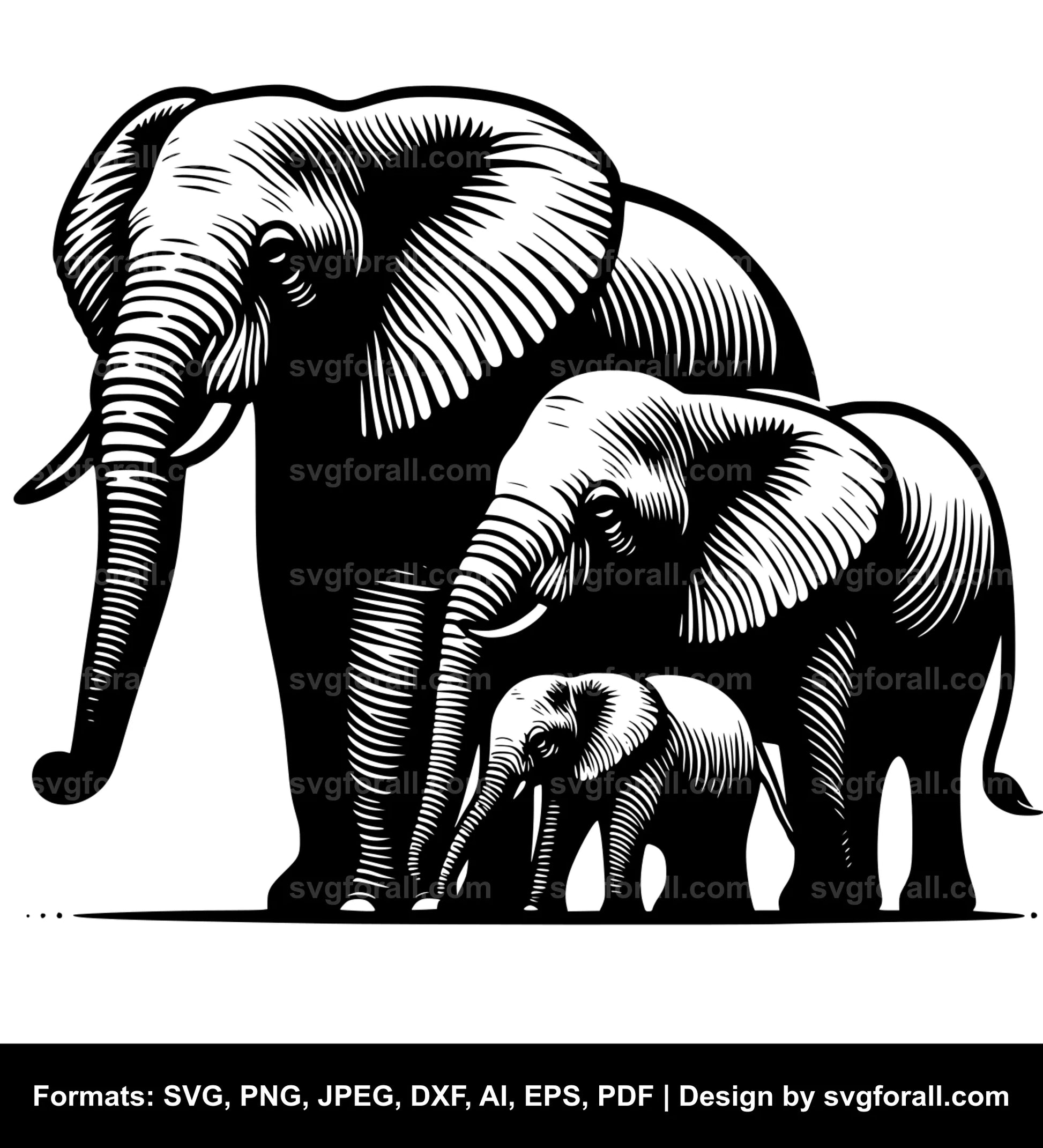 Elephant Family SVG File