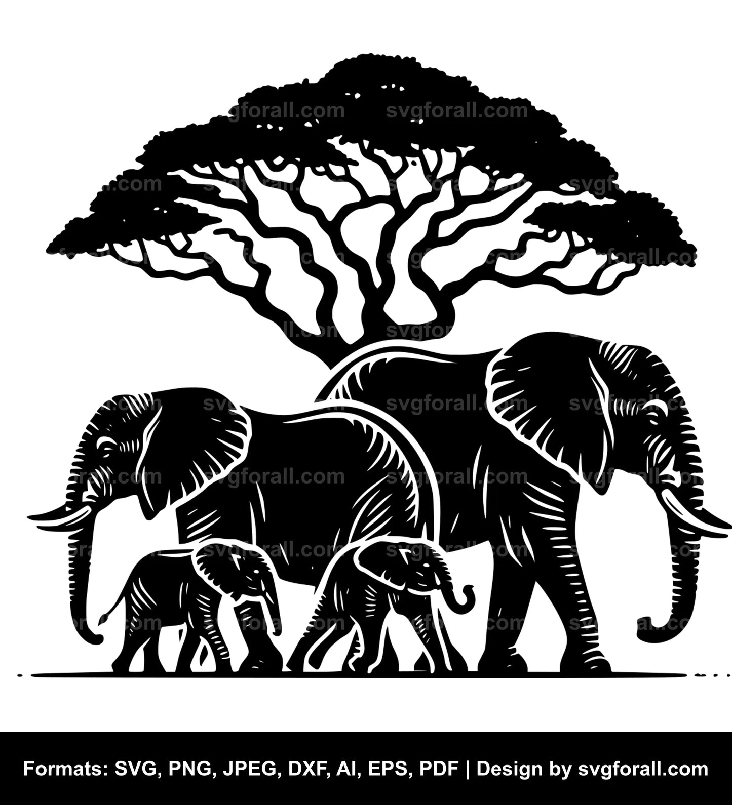 Elephant Family SVG PNG