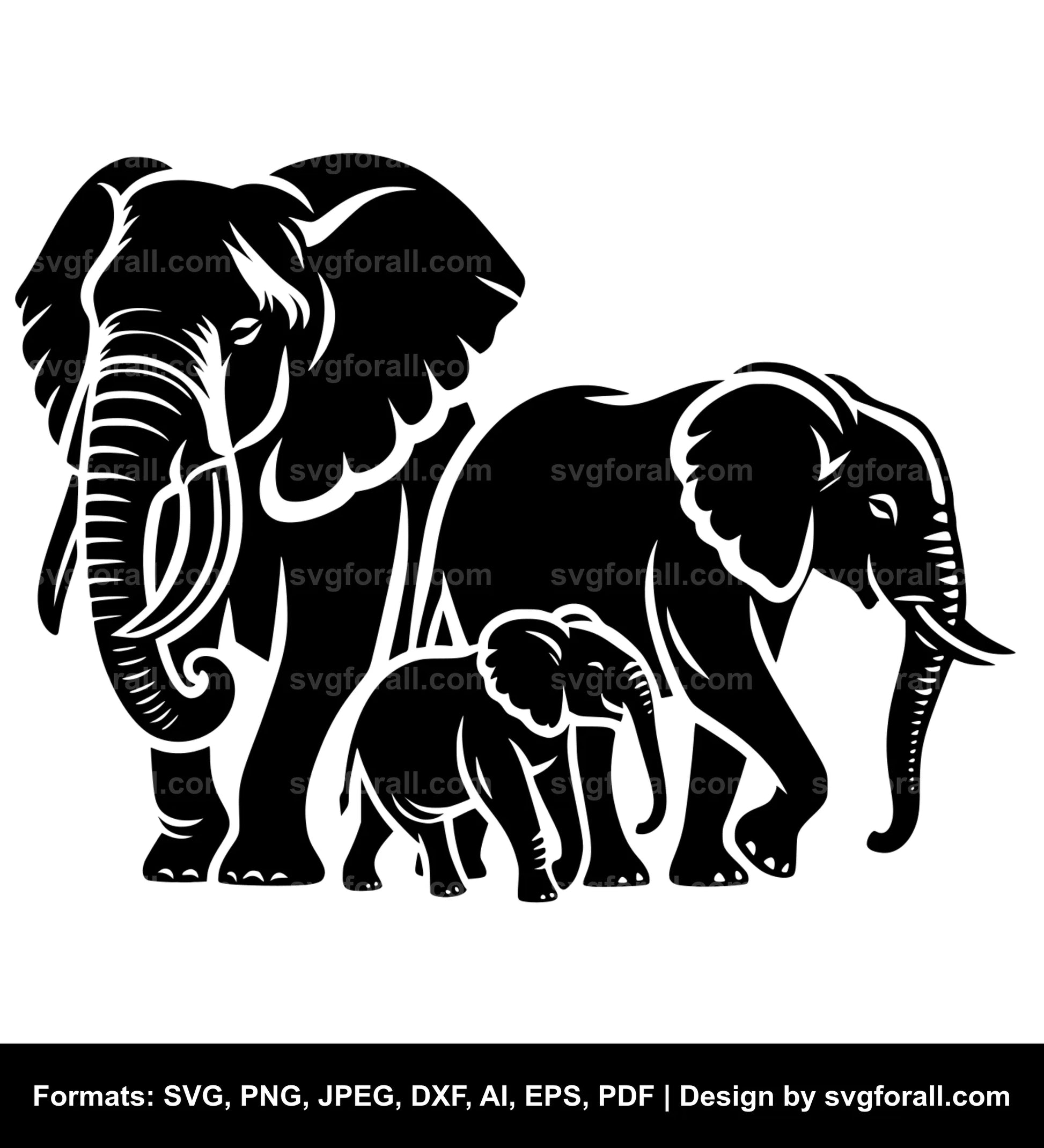 Elephant Family SVG Vector