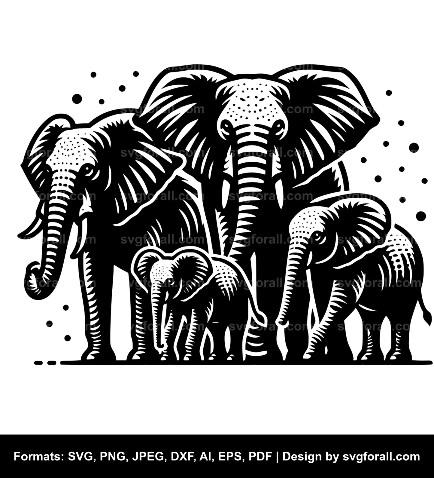 Elephant Family Vector SVG