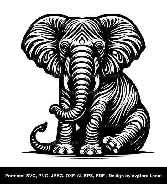 Elephant Sitting Cricut SVG