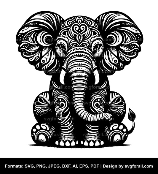 Elephant Sitting SVG