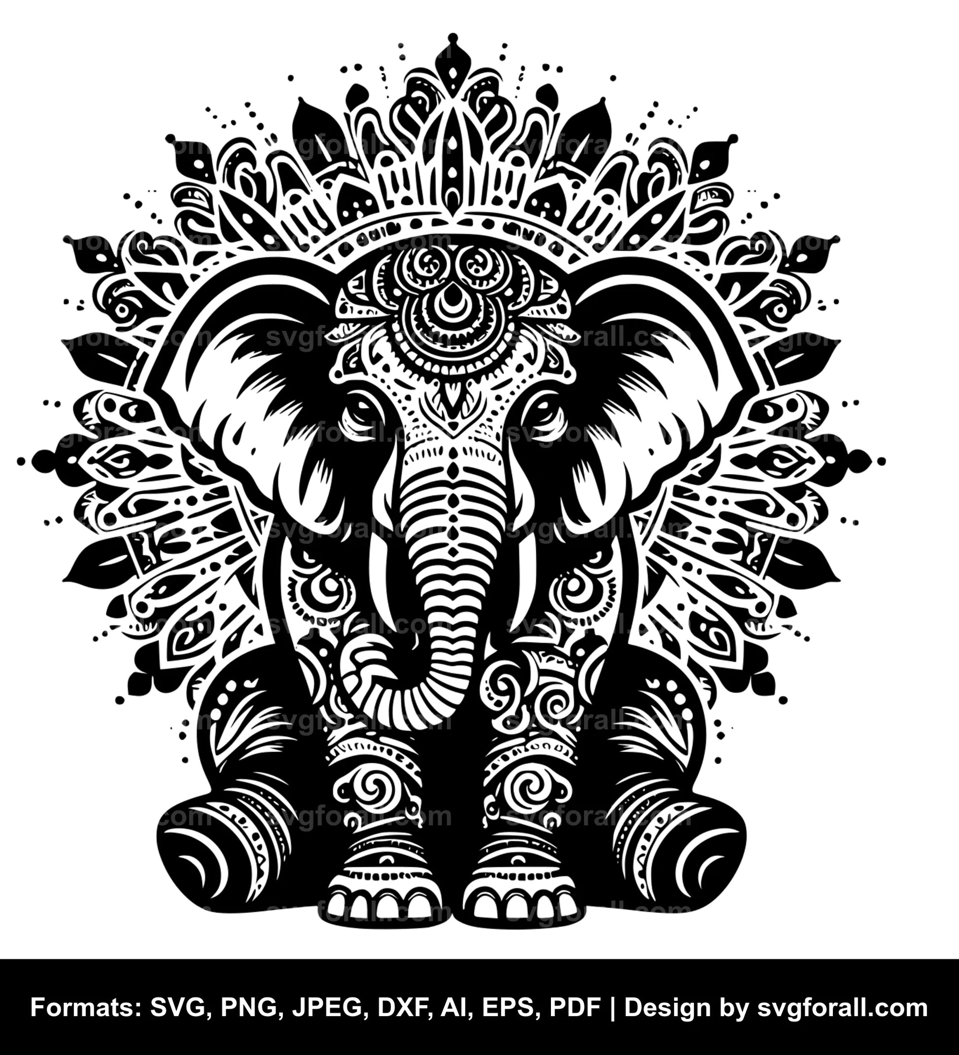 Elephant Sitting SVG PNG