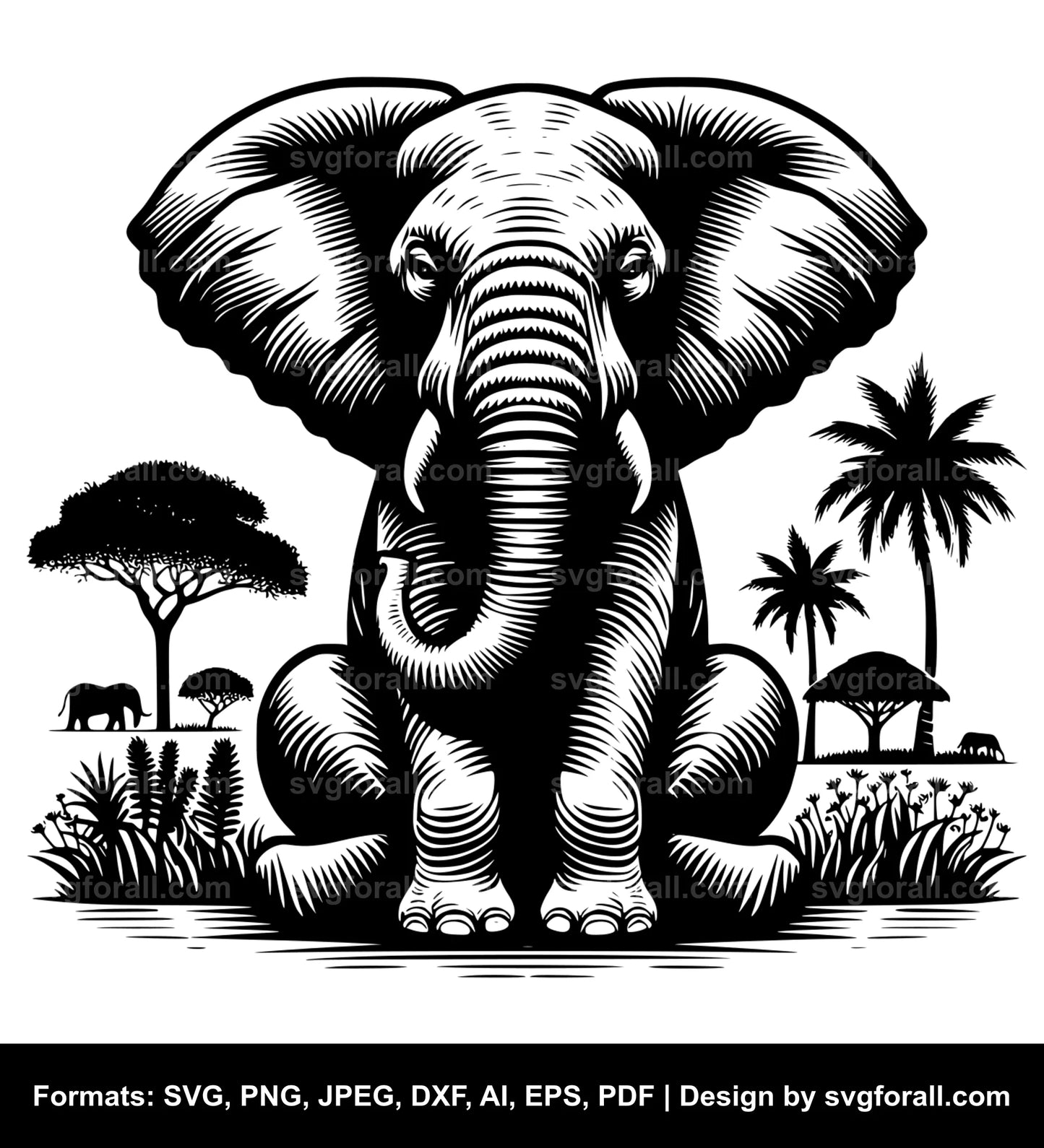 Elephant Sitting SVG Vector