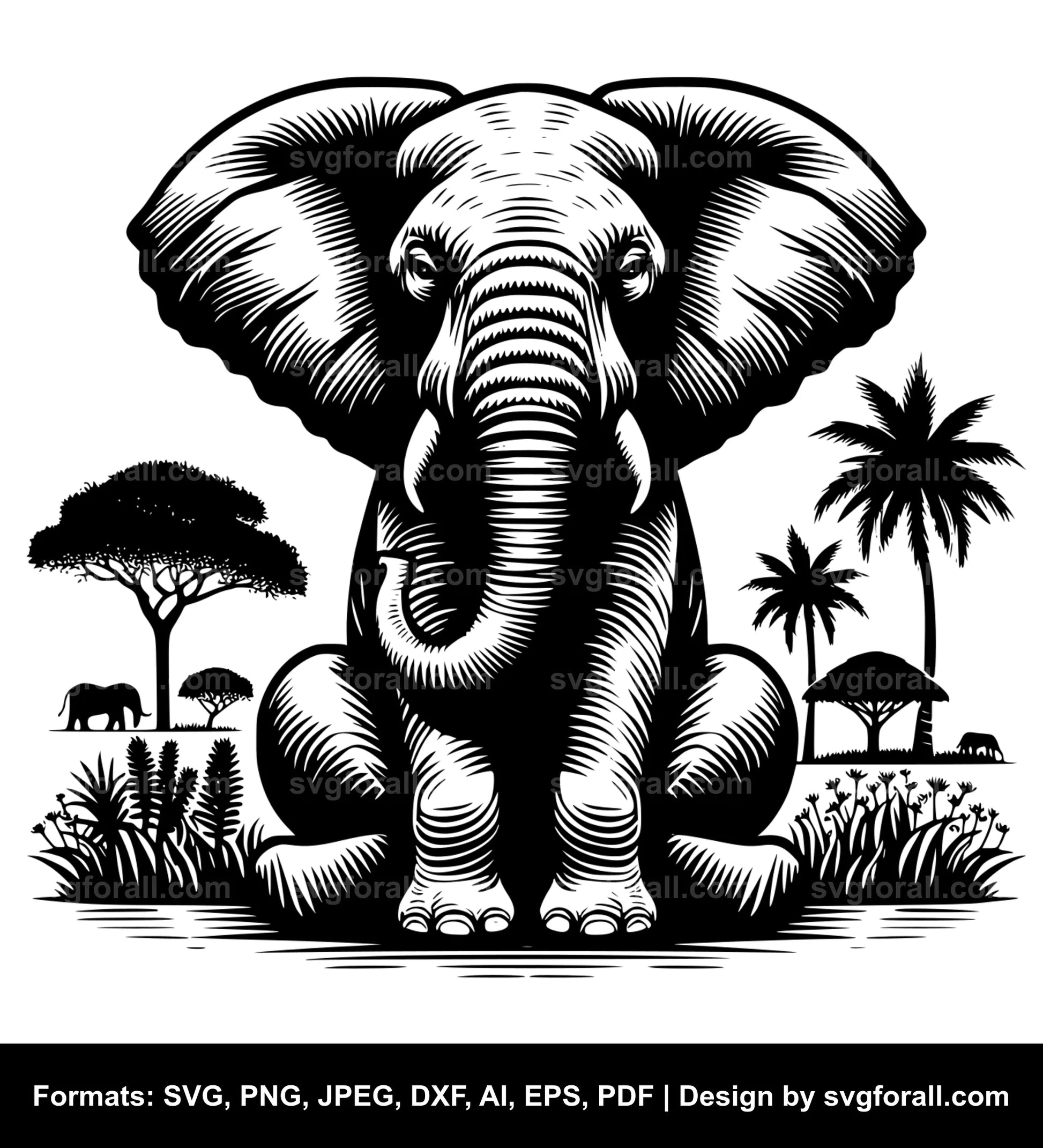 Elephant Sitting SVG Vector