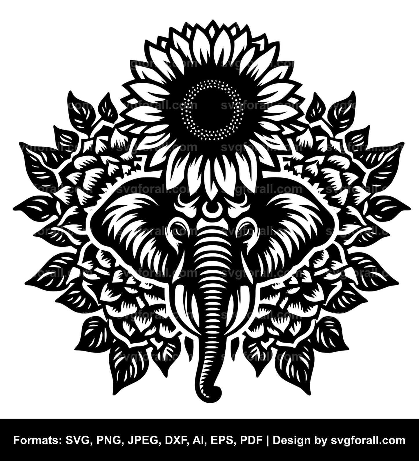 Elephant With Sunflower Cricut SVG