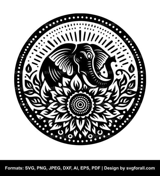 Elephant With Sunflower SVG PNG