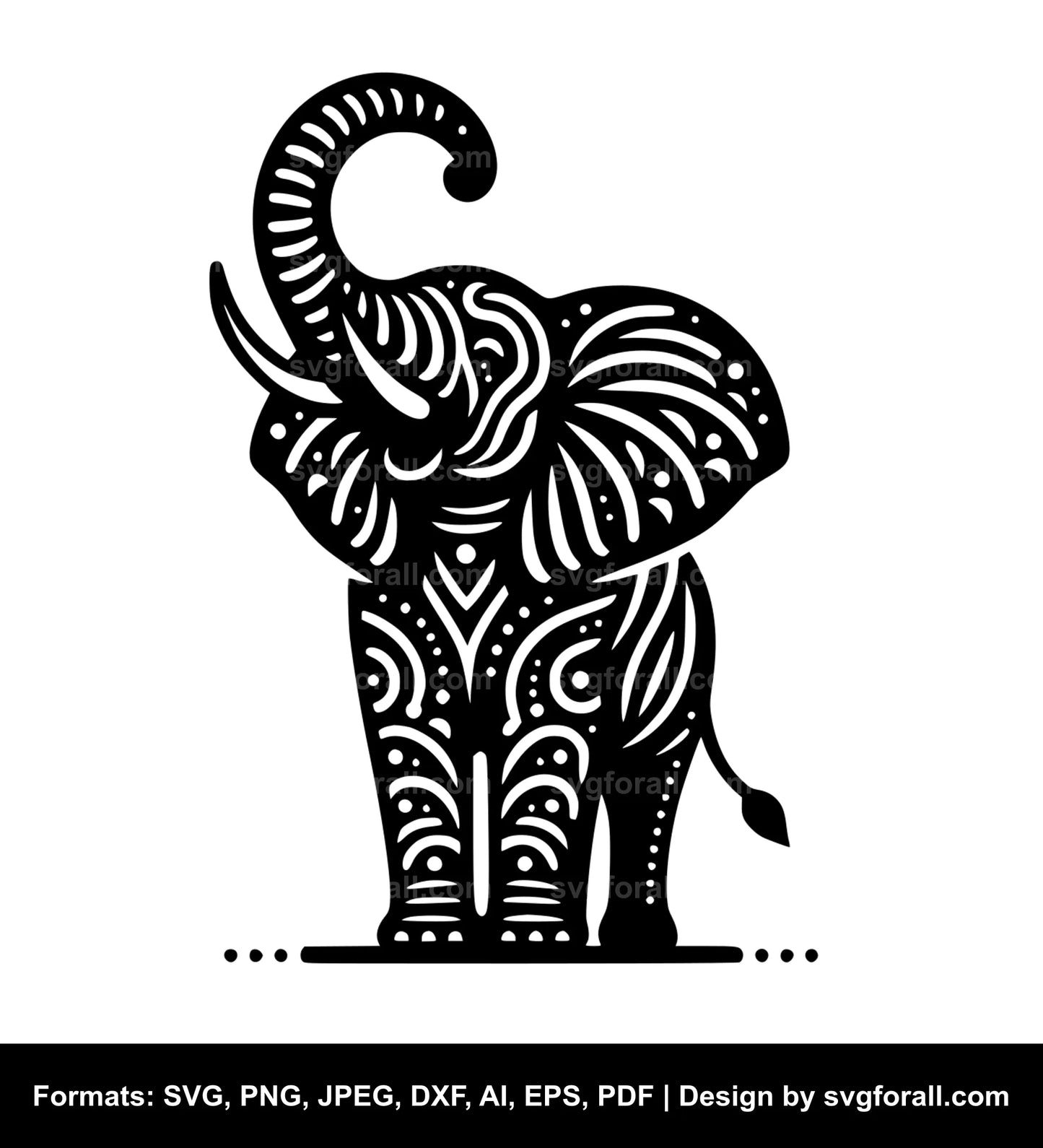 Elephant With Trunk Up Black SVG