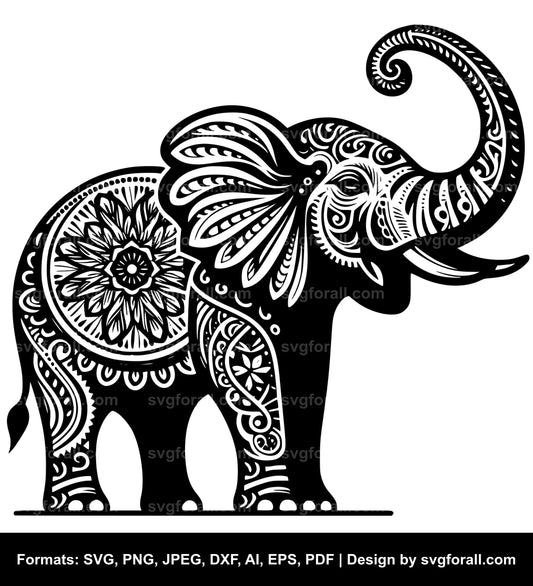 Elephant With Trunk Up Cricut SVG