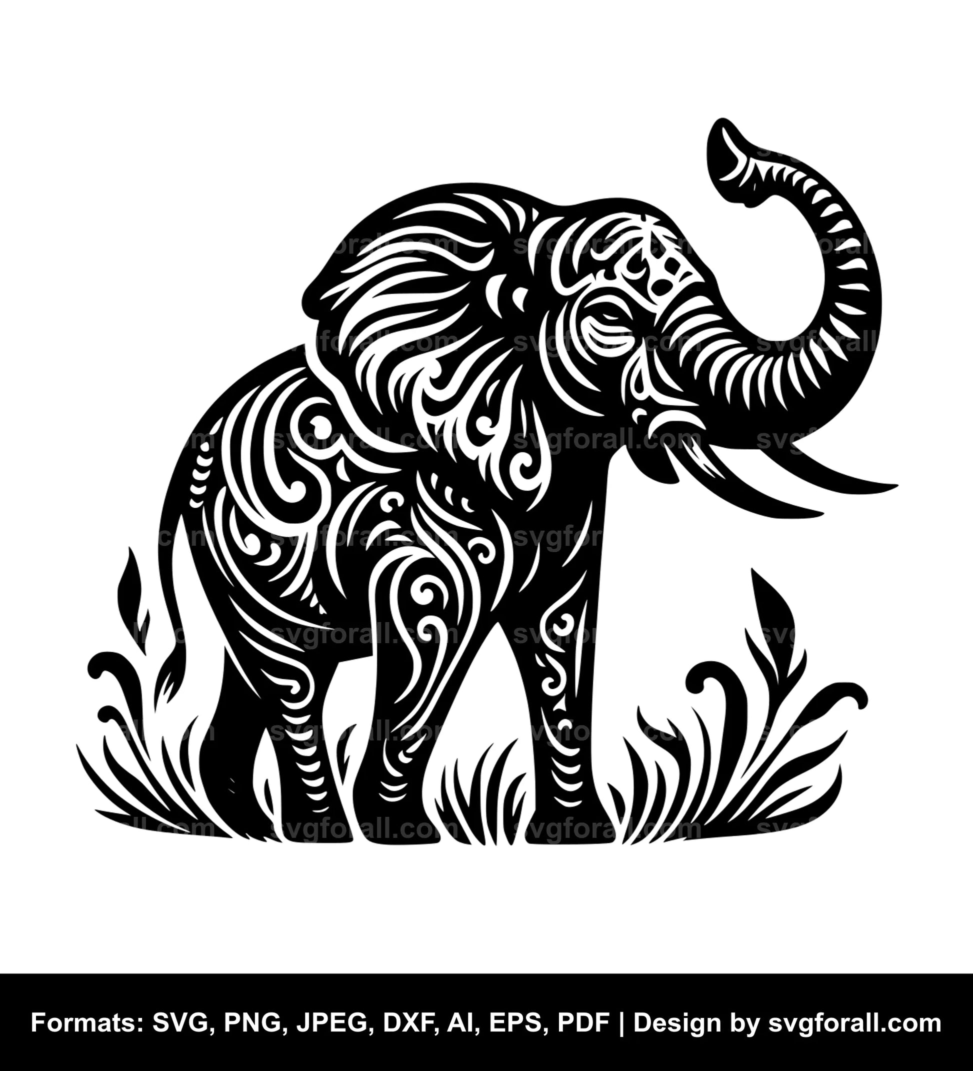 Elephant With Trunk Up SVG