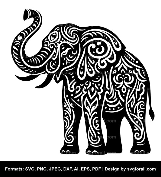 Elephant With Trunk Up SVG PNG