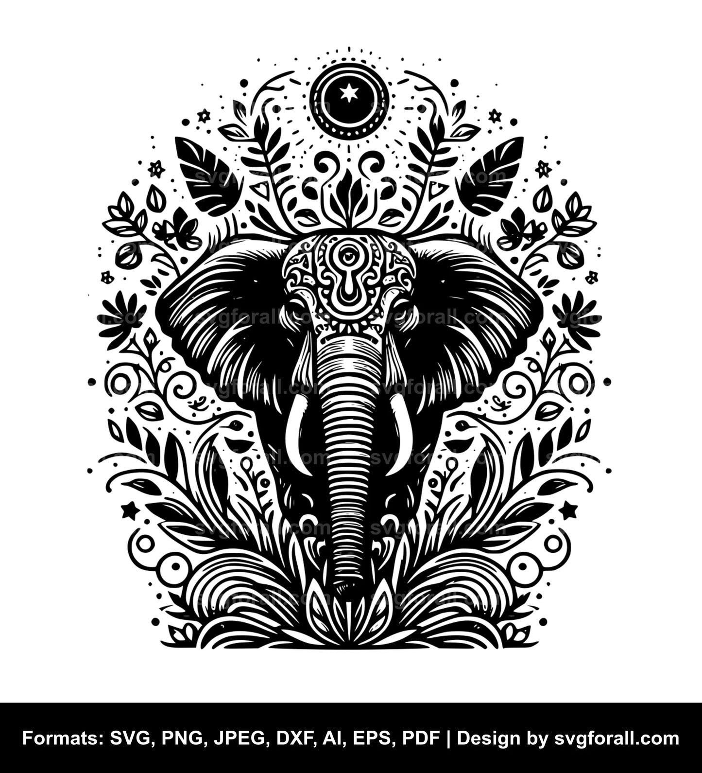 Elephant With Trunk Up SVG Vector