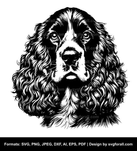 English Cocker Spaniel Dog Black SVG