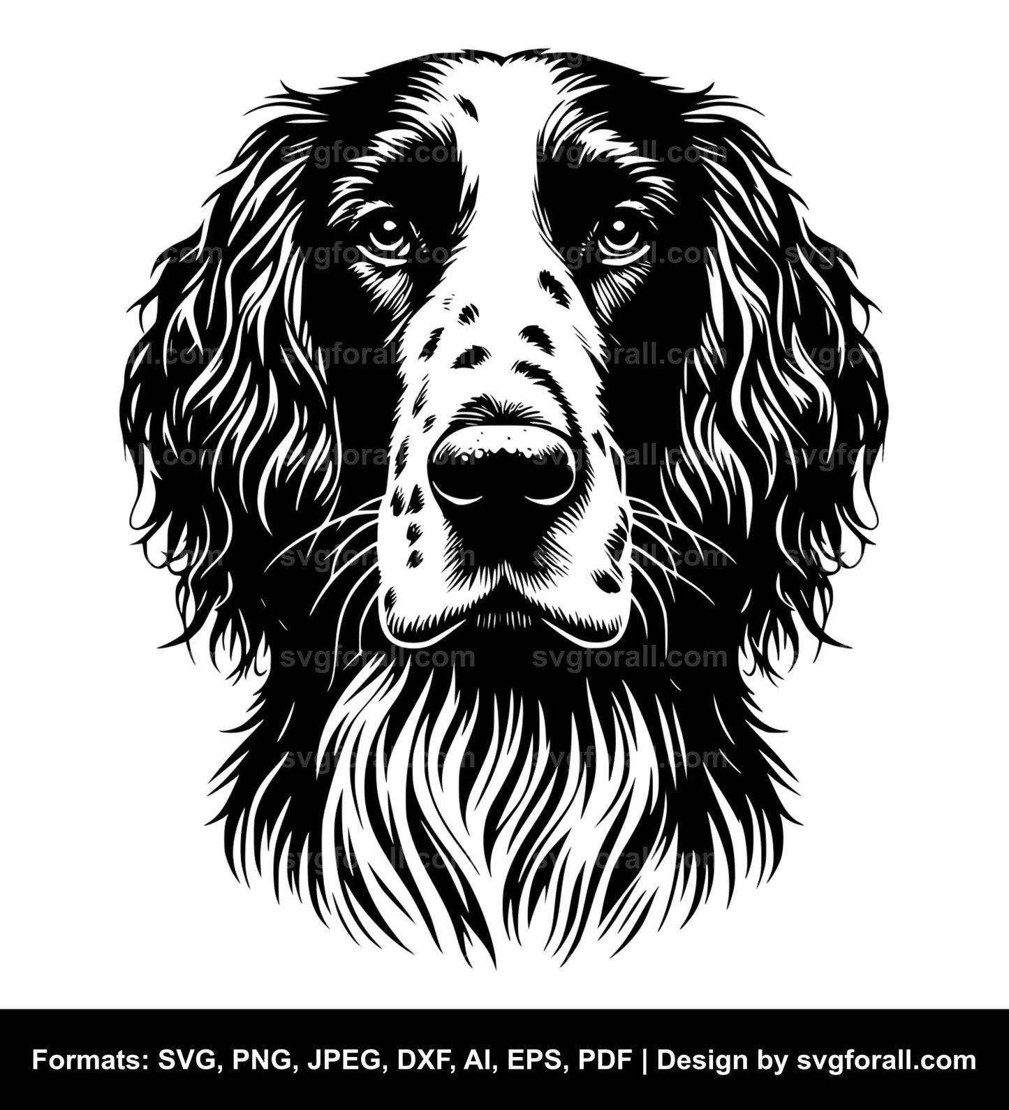 English Setter Dog Black SVG