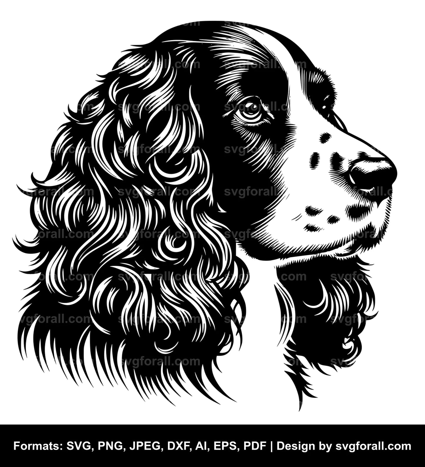 English Springer Spaniel Dog Black SVG