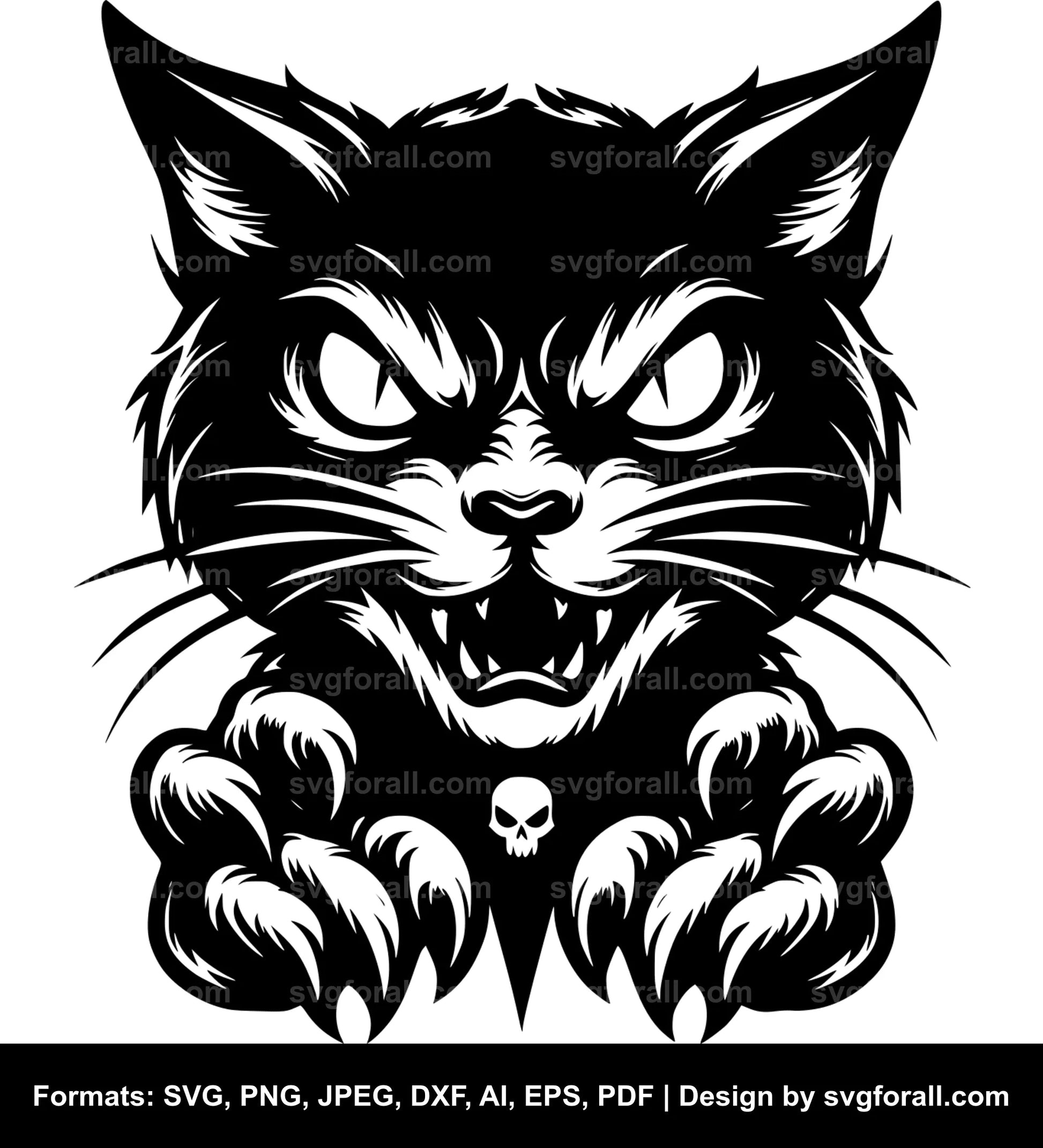 Evil Cat Black SVG