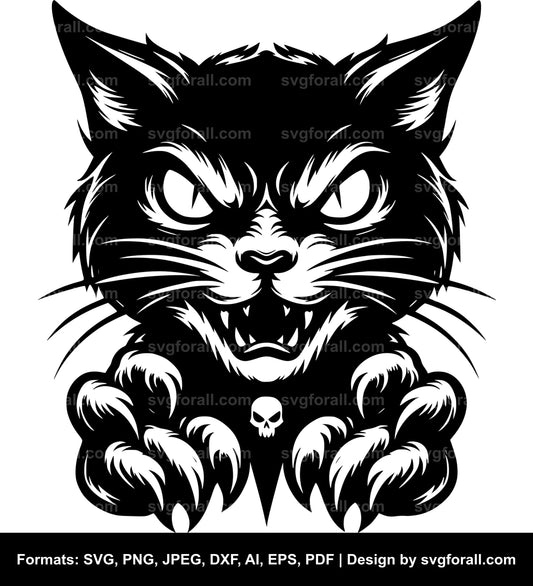 Evil Cat Black SVG