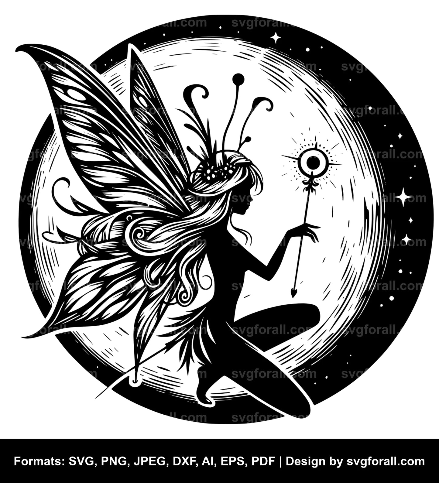 Fairy Moon Black SVG