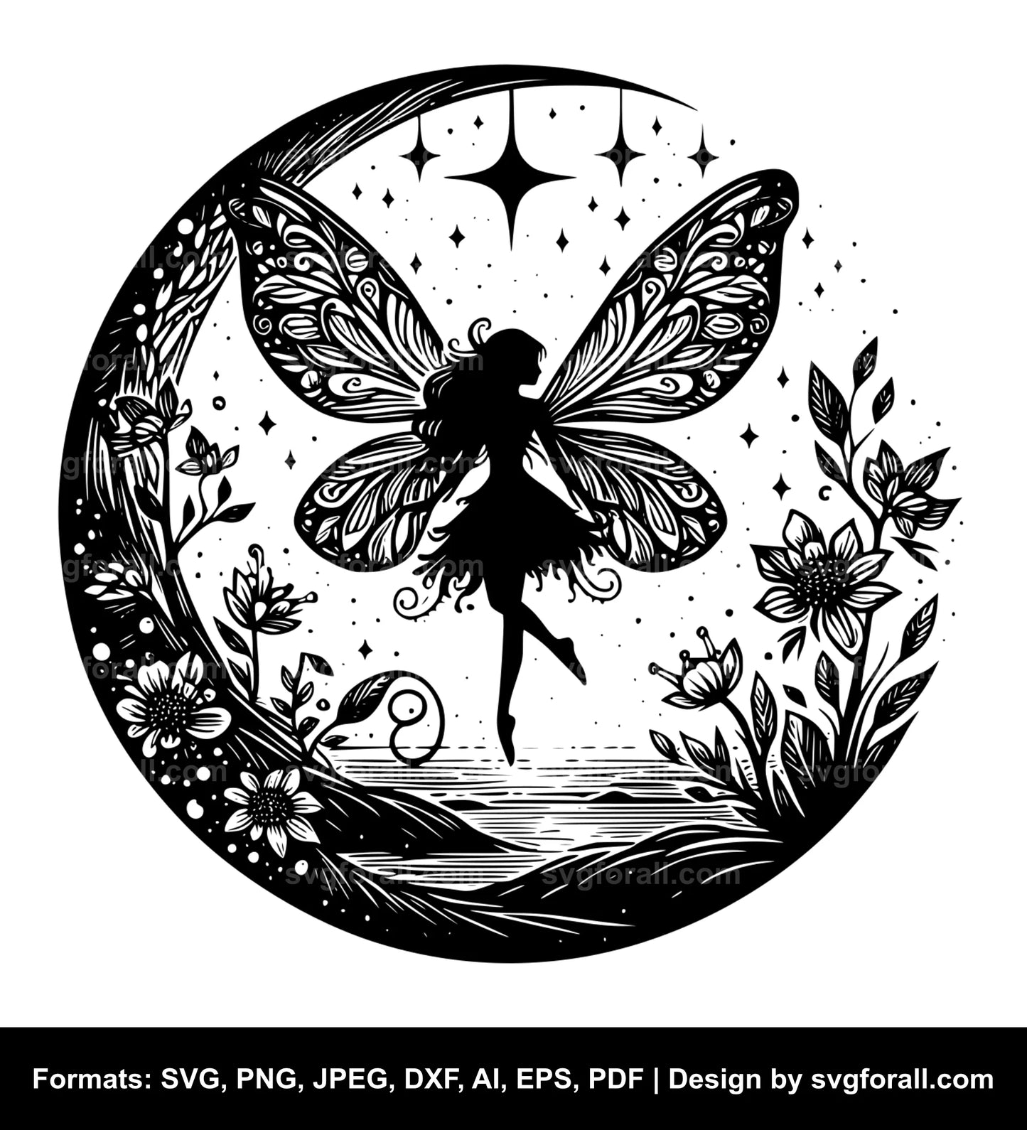 Fairy Moon SVG PNG