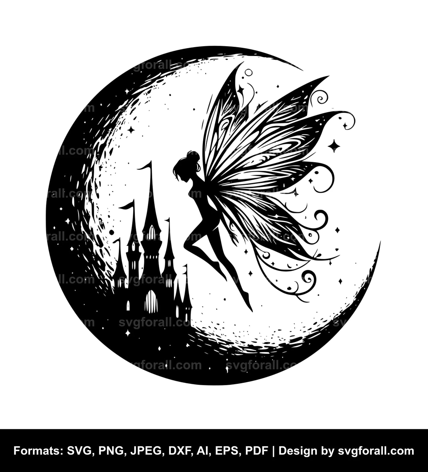 Fairy Moon SVG Vector