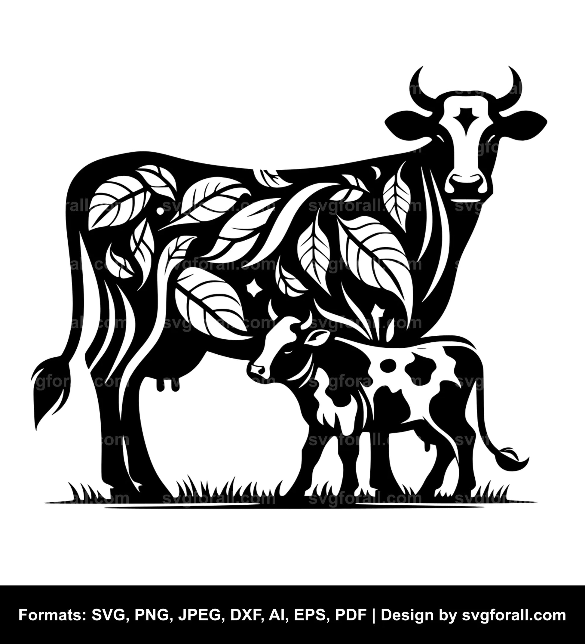 Fall Cow Black SVG