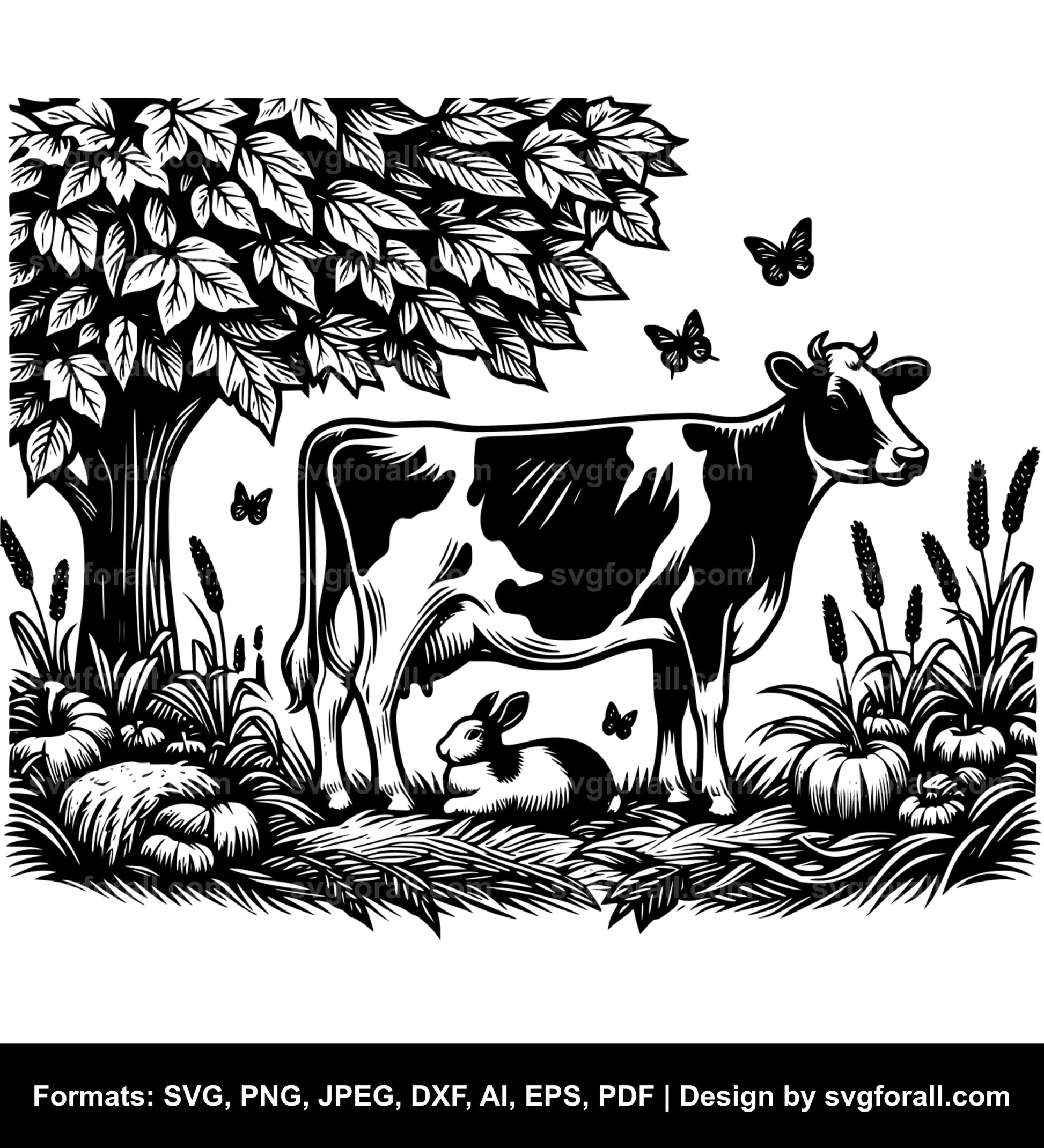 Fall Cow SVG PNG