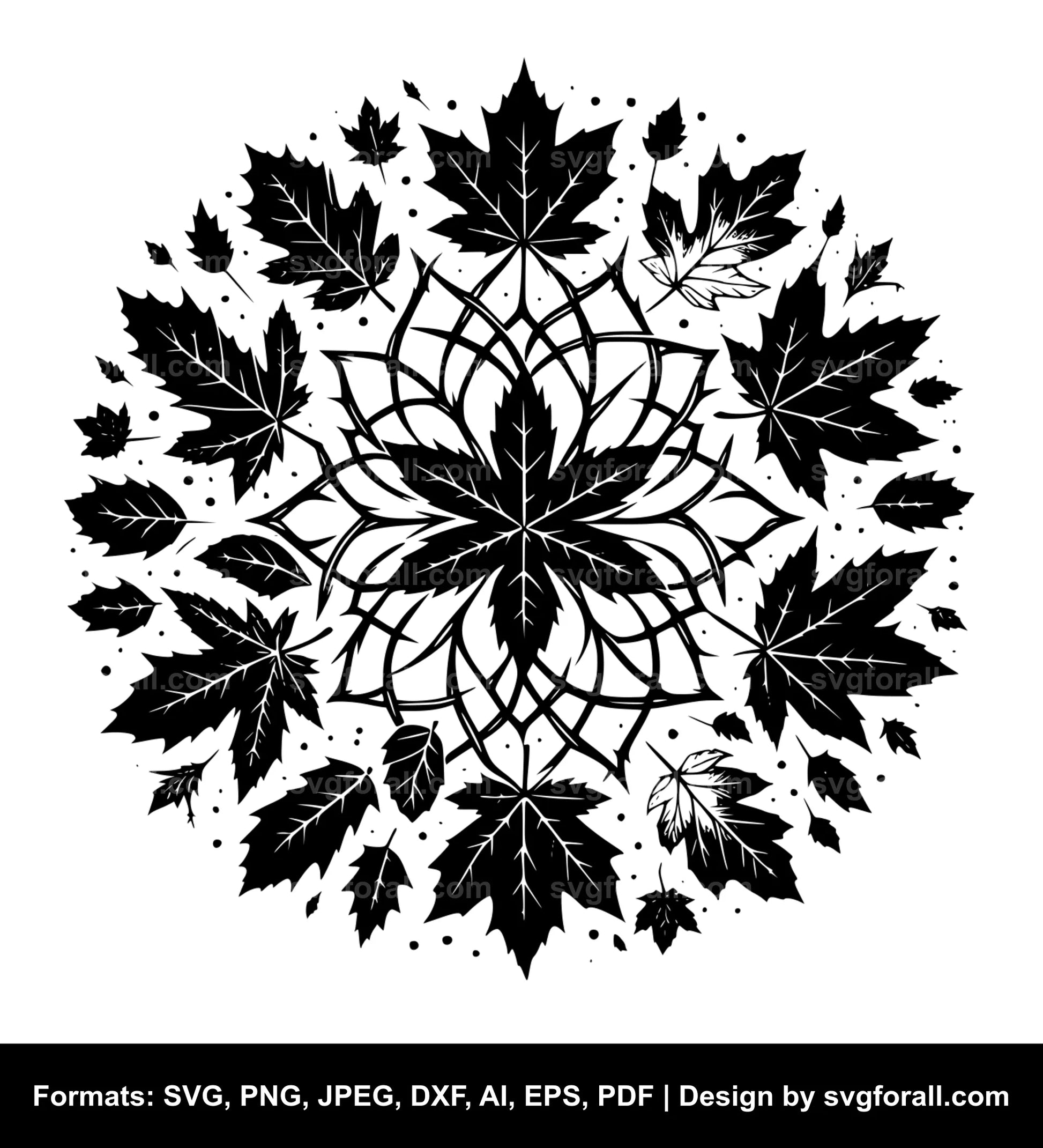 Fall Leaves Black SVG