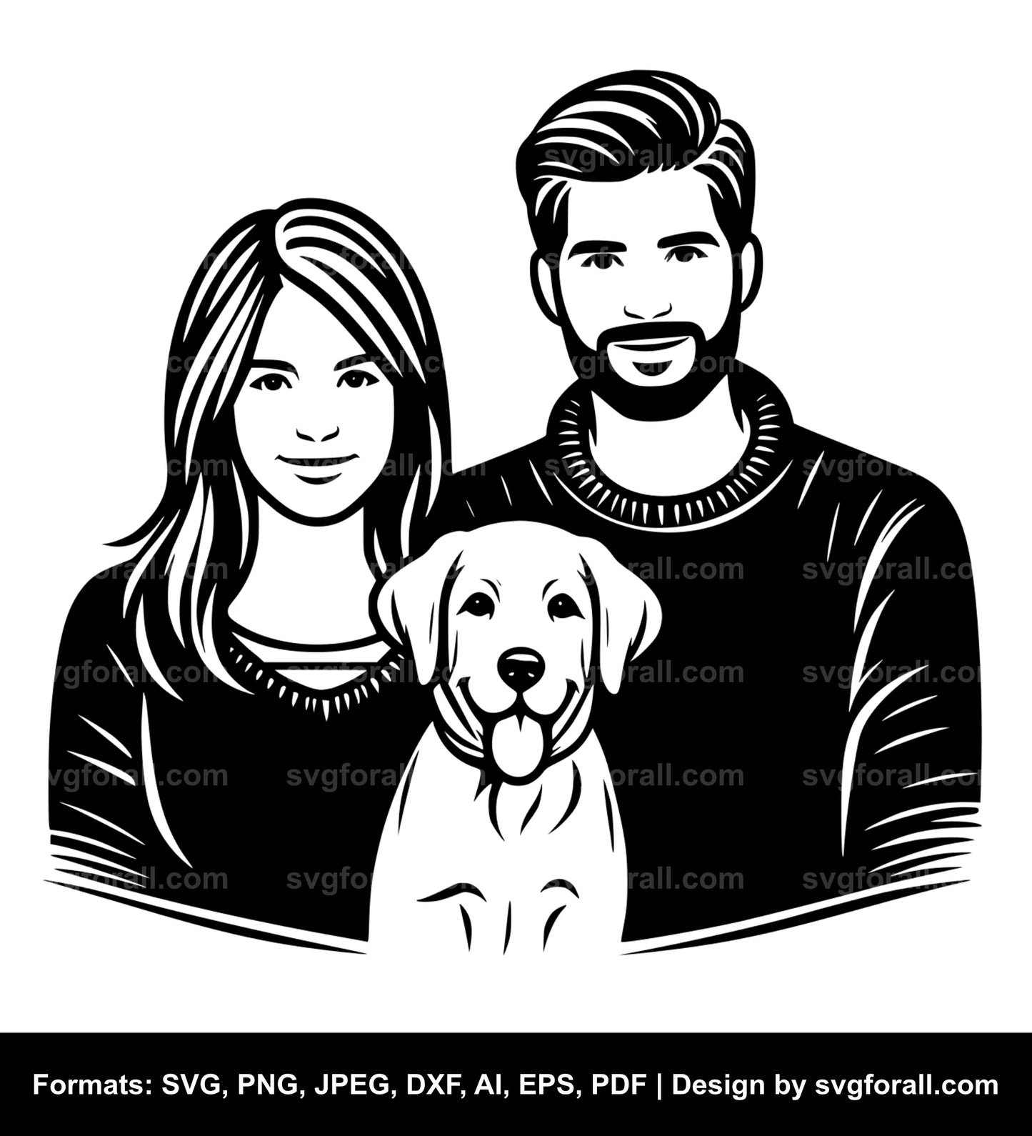 Family With Dog SVG File