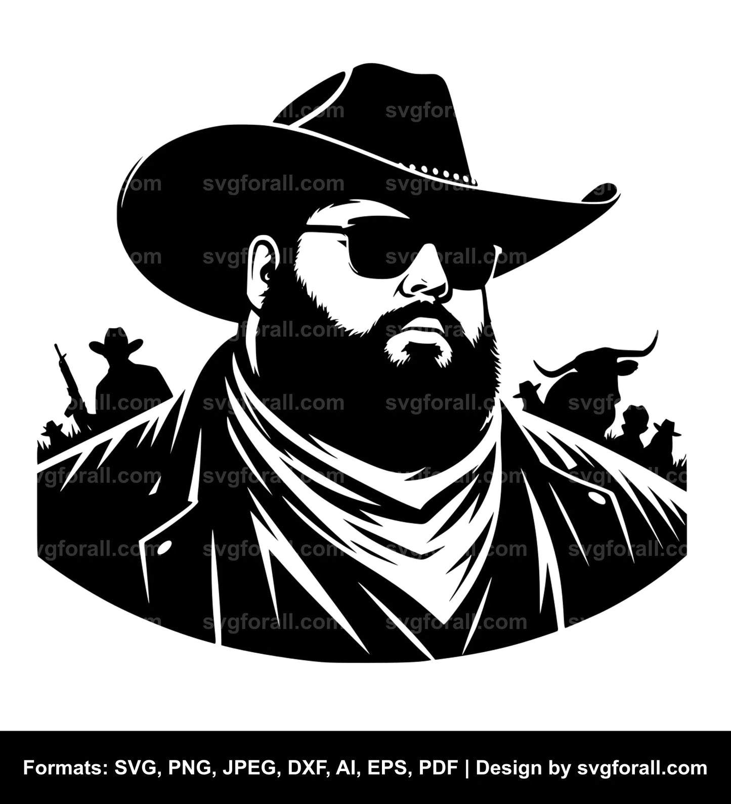 Fat Cowboy SVG Vector