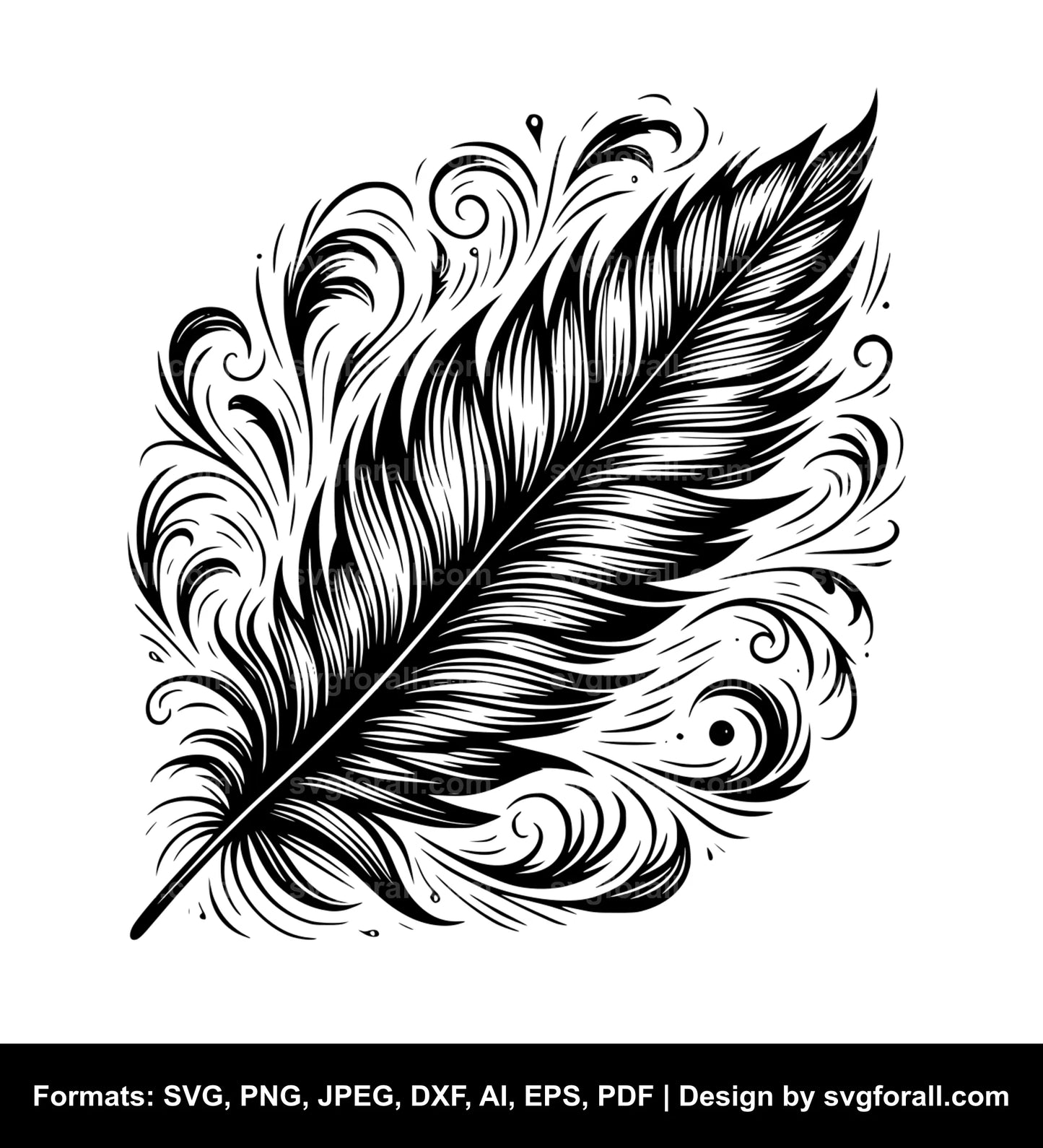 Feather Black SVG PNG