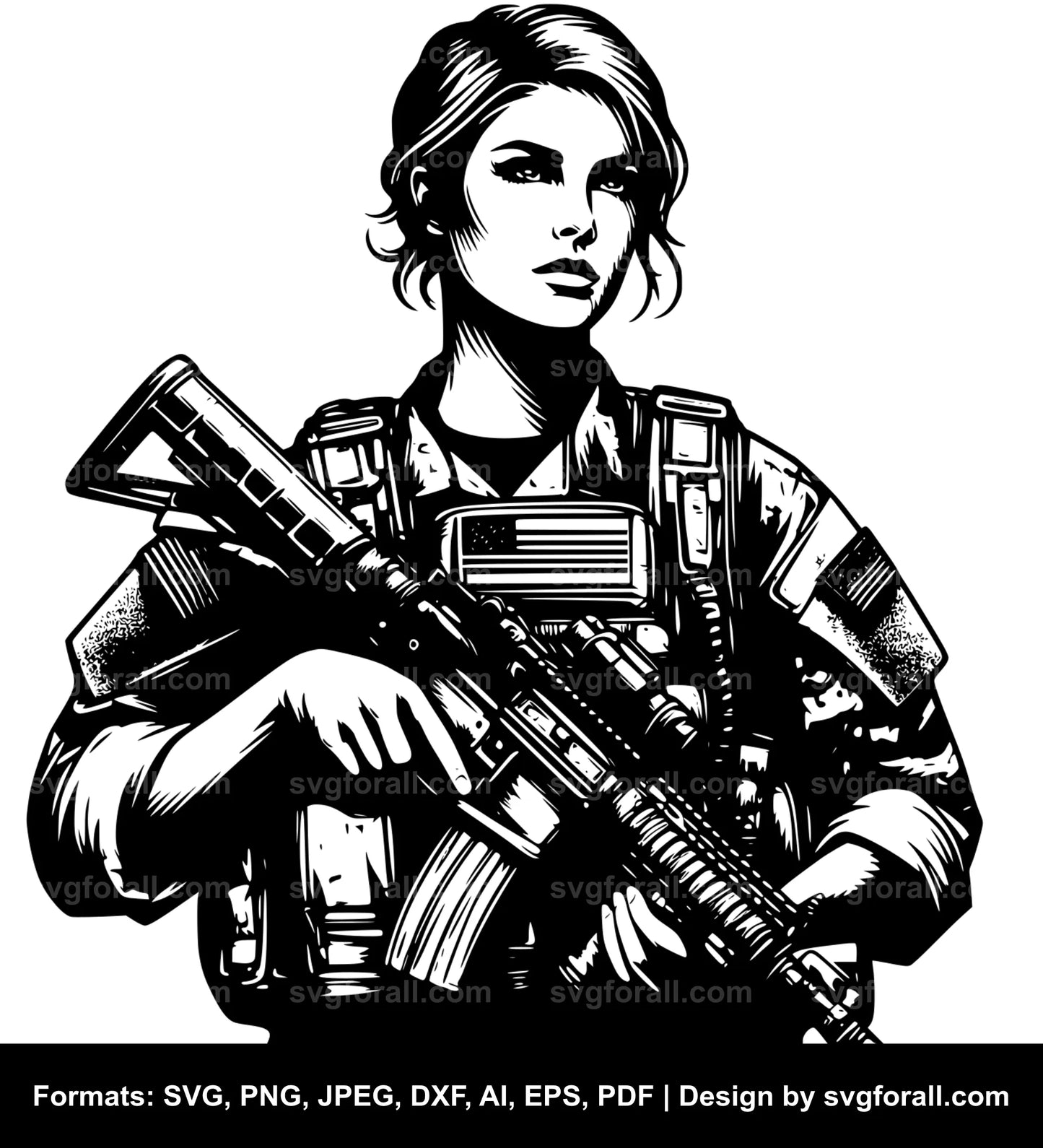 Female Army Veteran Black SVG