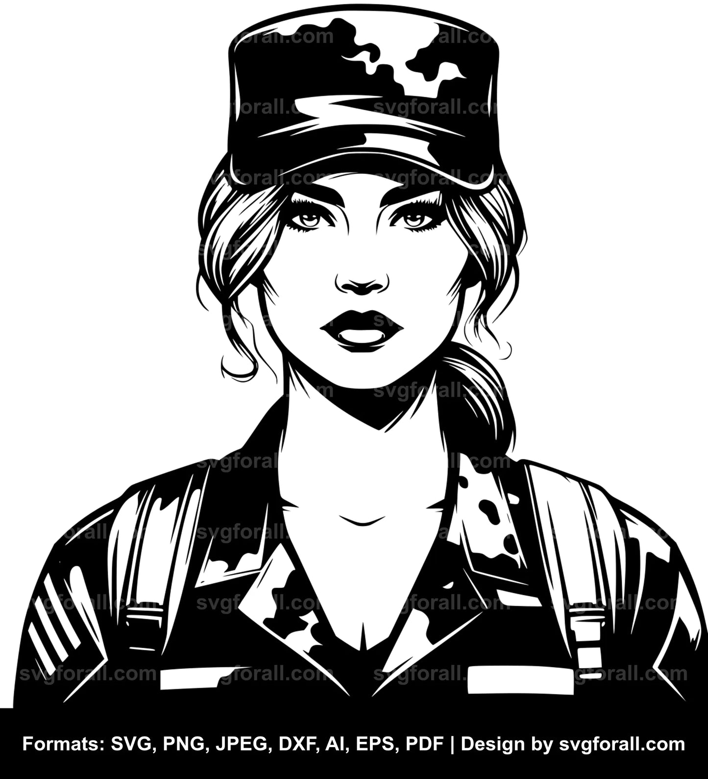 Female Army Veteran SVG Vector