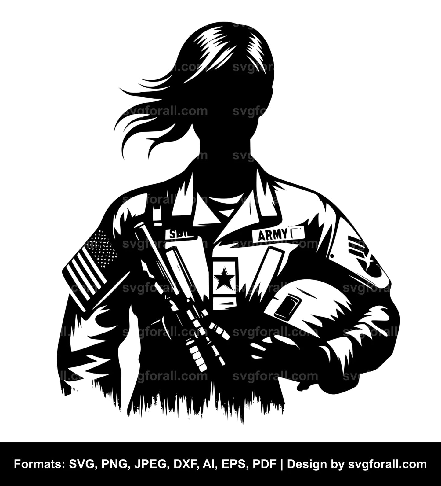 Female Army Veteran Vector SVG